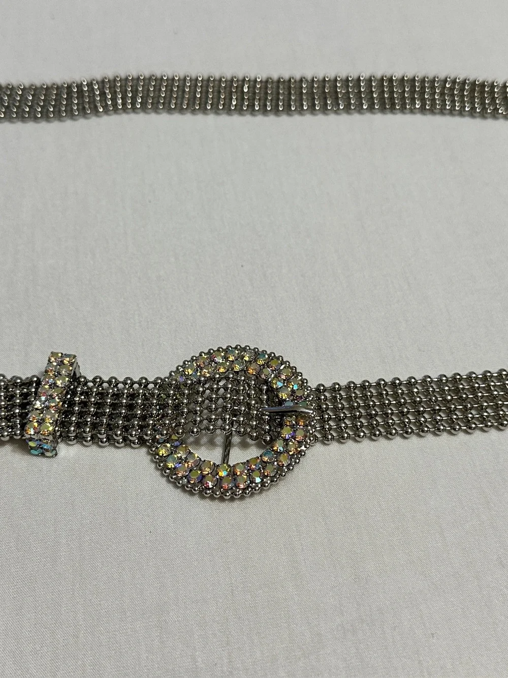 sparkling silver multi-strand ball chain belt